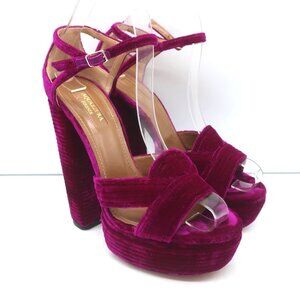 Aquazzura Sundance 150 Magenta Pink Velvet Platform Sandals
